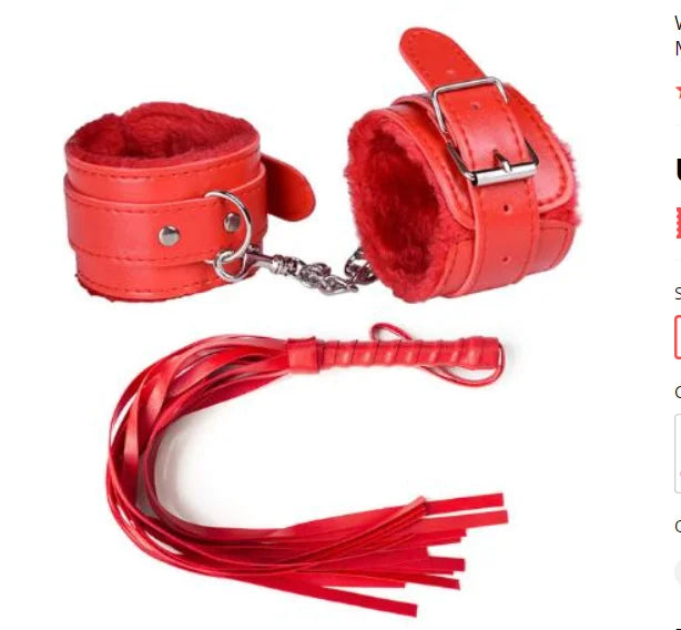 Velvet Restraint Duo — Adjustable Plush Cuffs & Flogger Set