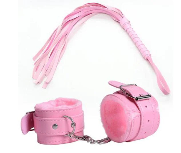 Velvet Restraint Duo — Adjustable Plush Cuffs & Flogger Set