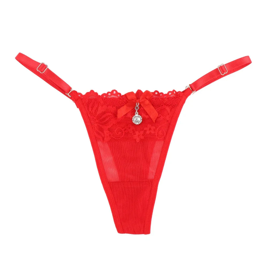 Bijou de Perle — Embroidered Lace G-String - 5 for $40