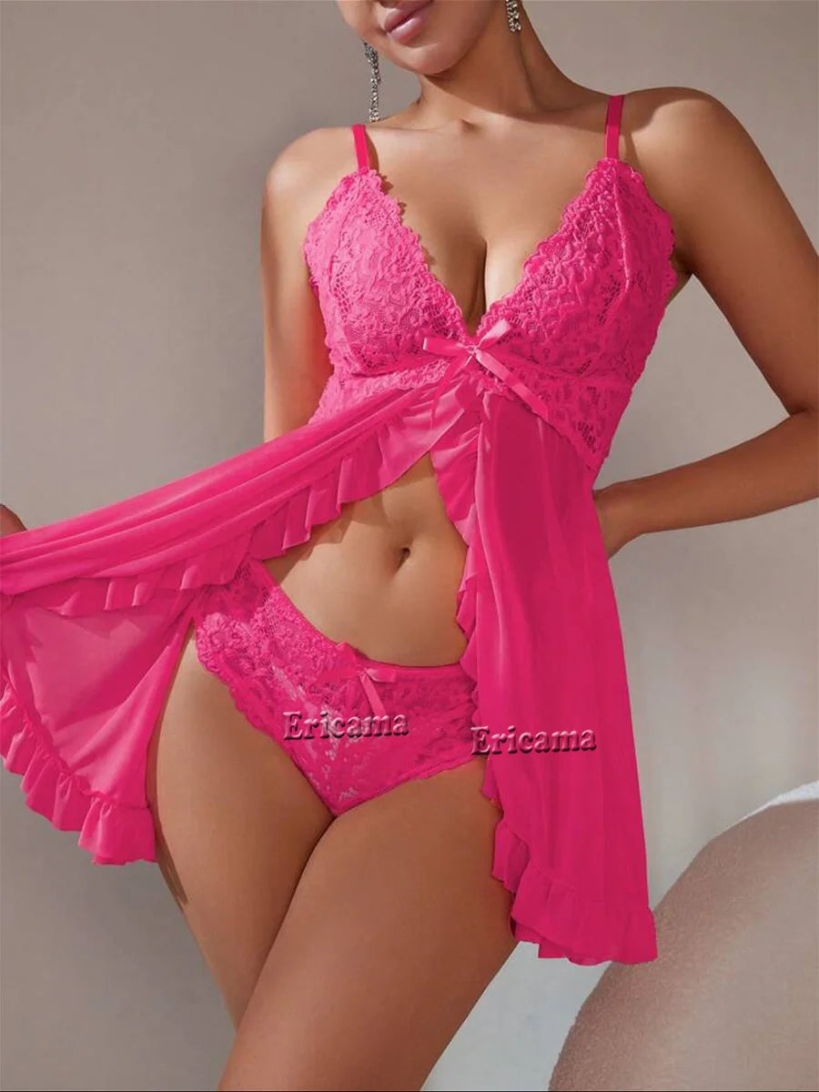 AVENIR Sheer Lace Lingerie Set