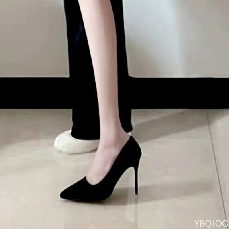 Velora Black Suede Pointed Heels