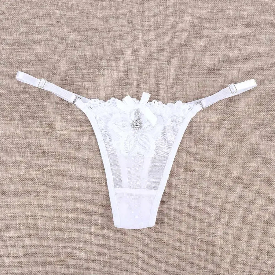 Bijou de Perle — Embroidered Lace G-String - 5 for $40
