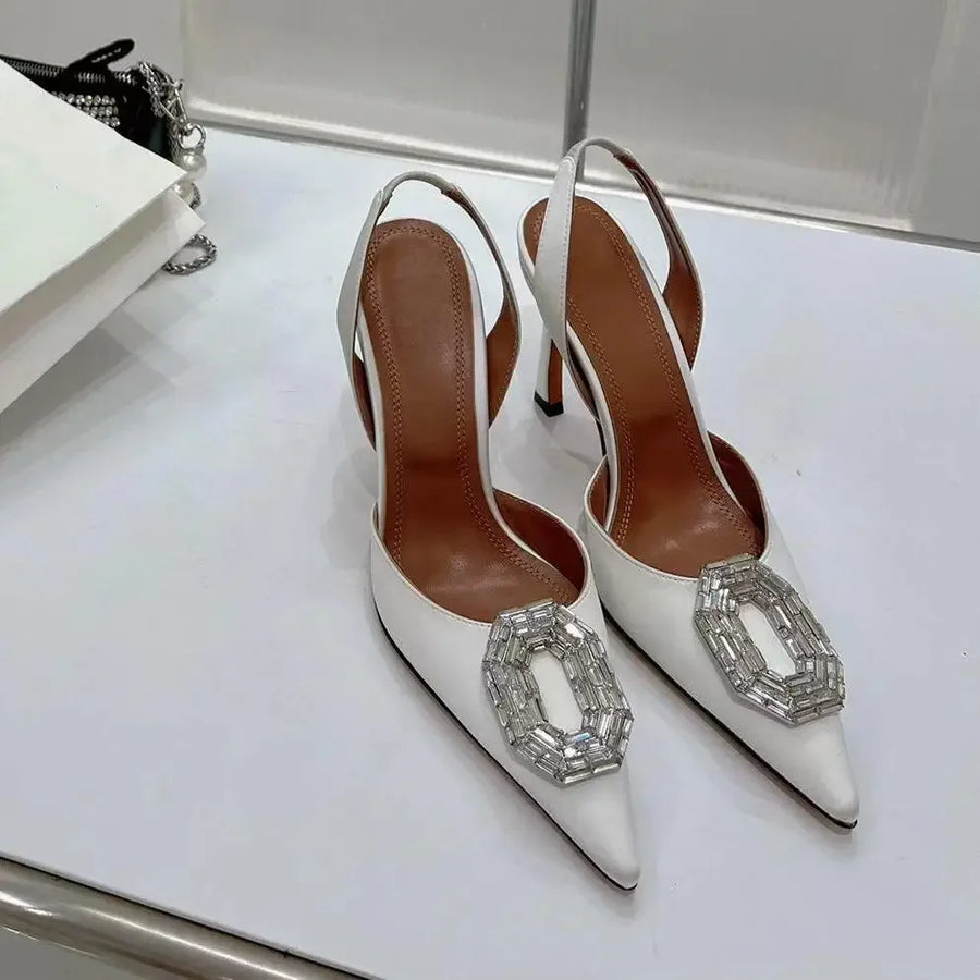 Luxe Silk Rhinestone Slingback Heels