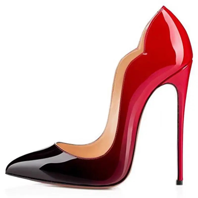Noir Élan Stilettos — 12cm Red Sole High Heels